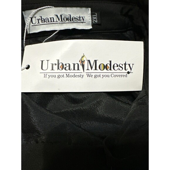 Urban Modesty Black Lattice Long Jumpsuit 2XL Modest Wear Belt Loops Lined New - Picture 5 of 9